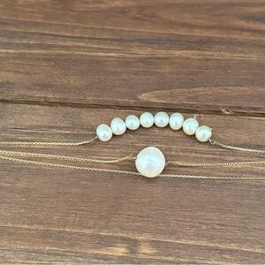 Effy 14k Yellow Gold 6mm-12mm Cultured Freshwater Pearl Bracelet Three Chain.